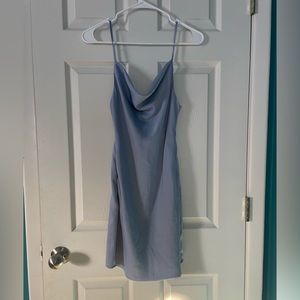 Satin light blue mini dress